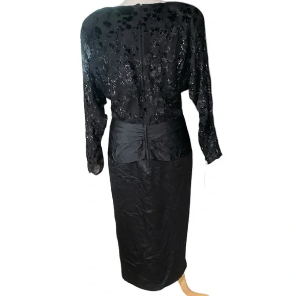 Vintage Saint Romei Black 100% pure Silk NWT  dress size 12 - Picture 6 of 9